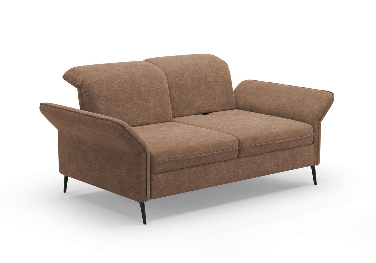 2,5-SITZER in Flachgewebe Hellbraun  - Hellbraun/Schwarz, KONVENTIONELL, Textil/Metall (189/92/123cm) - Sit & More