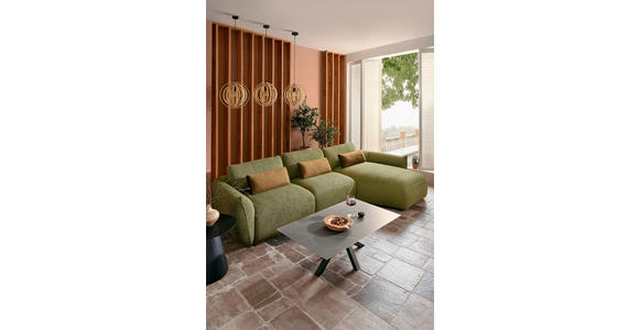 ECKSOFA Coperta in Chenille Dunkelgrün  340/190 cm  - Dunkelgrün/Schwarz, Design, Kunststoff/Textil (340/190cm) - Belluti