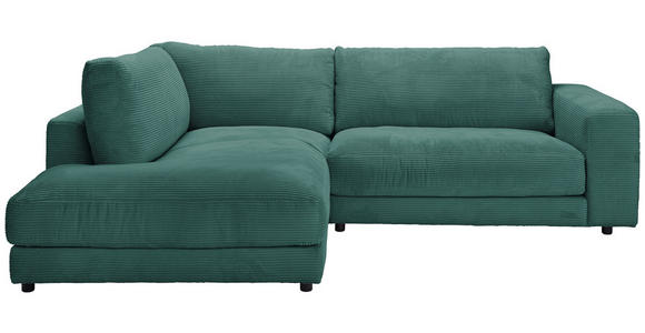 ECKSOFA in Cord Grün 224/265 cm - Schwarz/Grün, Design, Kunststoff/Textil (224/265cm) - Hom`in