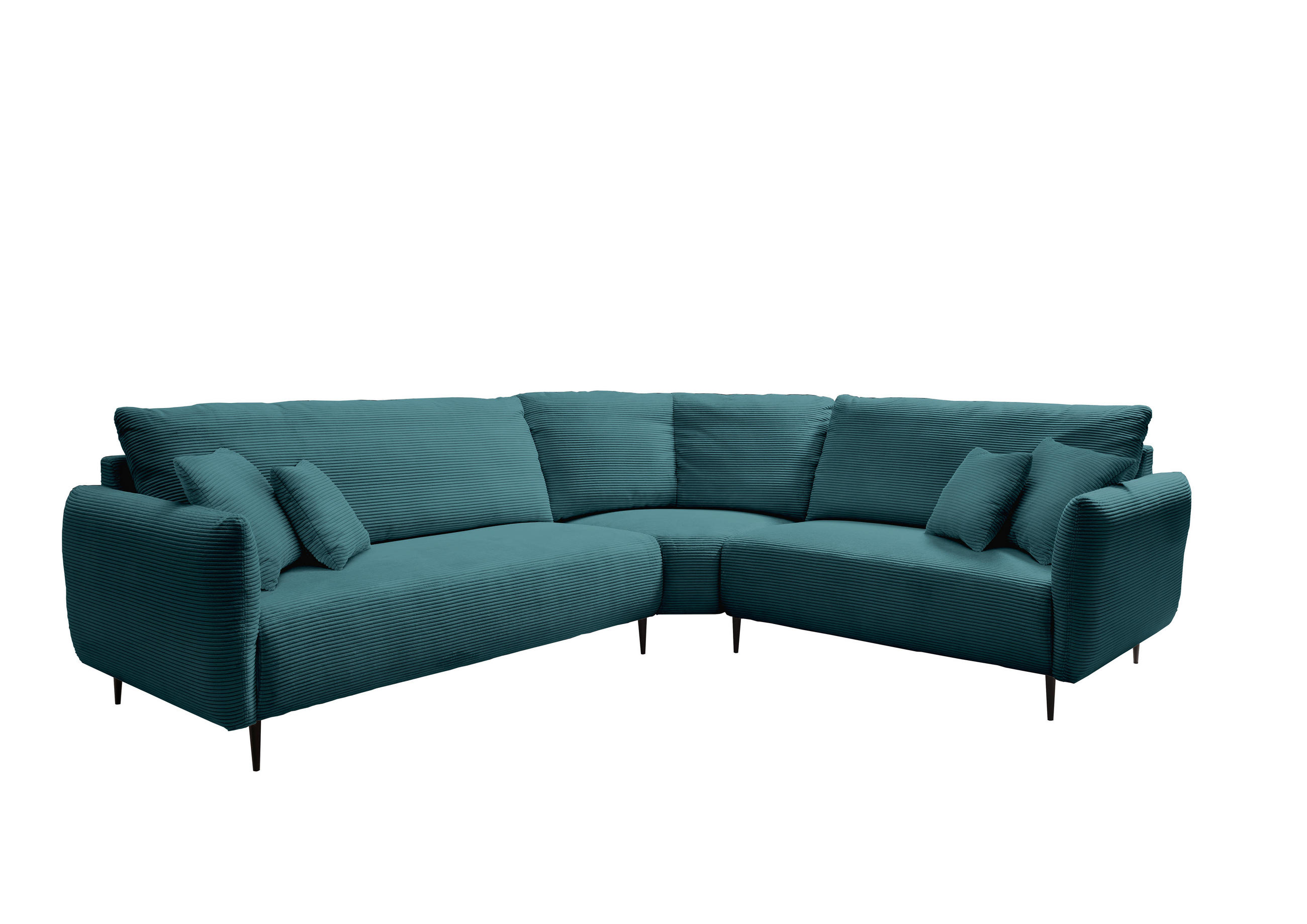 ECKSOFA in Cord Petrol  - Petrol/Schwarz, Design, Textil/Metall (294/256cm) - Livetastic