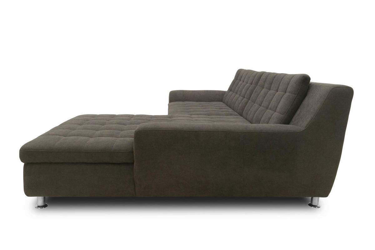 ECKSOFA MORTON Mikrofaser  - Chromfarben/Schwarz, MODERN, Textil/Metall (304/200/84cm) - MID.YOU