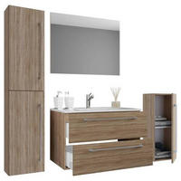 BADEZIMMER 5-teilig  in 126 cm  - Alufarben/Weiß, MODERN, Keramik/Holzwerkstoff (126cm) - MID.YOU