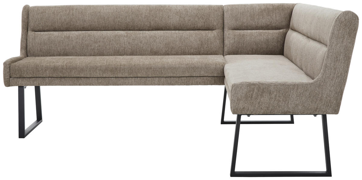 ECKBANK 237/159 cm Webstoff Schwarz, Taupe   - Taupe/Schwarz, Design, Textil/Metall (237/159cm) - Novel