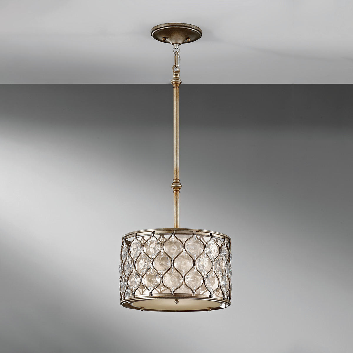 VISEČA SVETILKA  Elstead Lucia      31.8/36 cm      E27 - srebrne barve, Konvencionalno, kovina/steklo (31.8/36cm) - Elstead Lighting