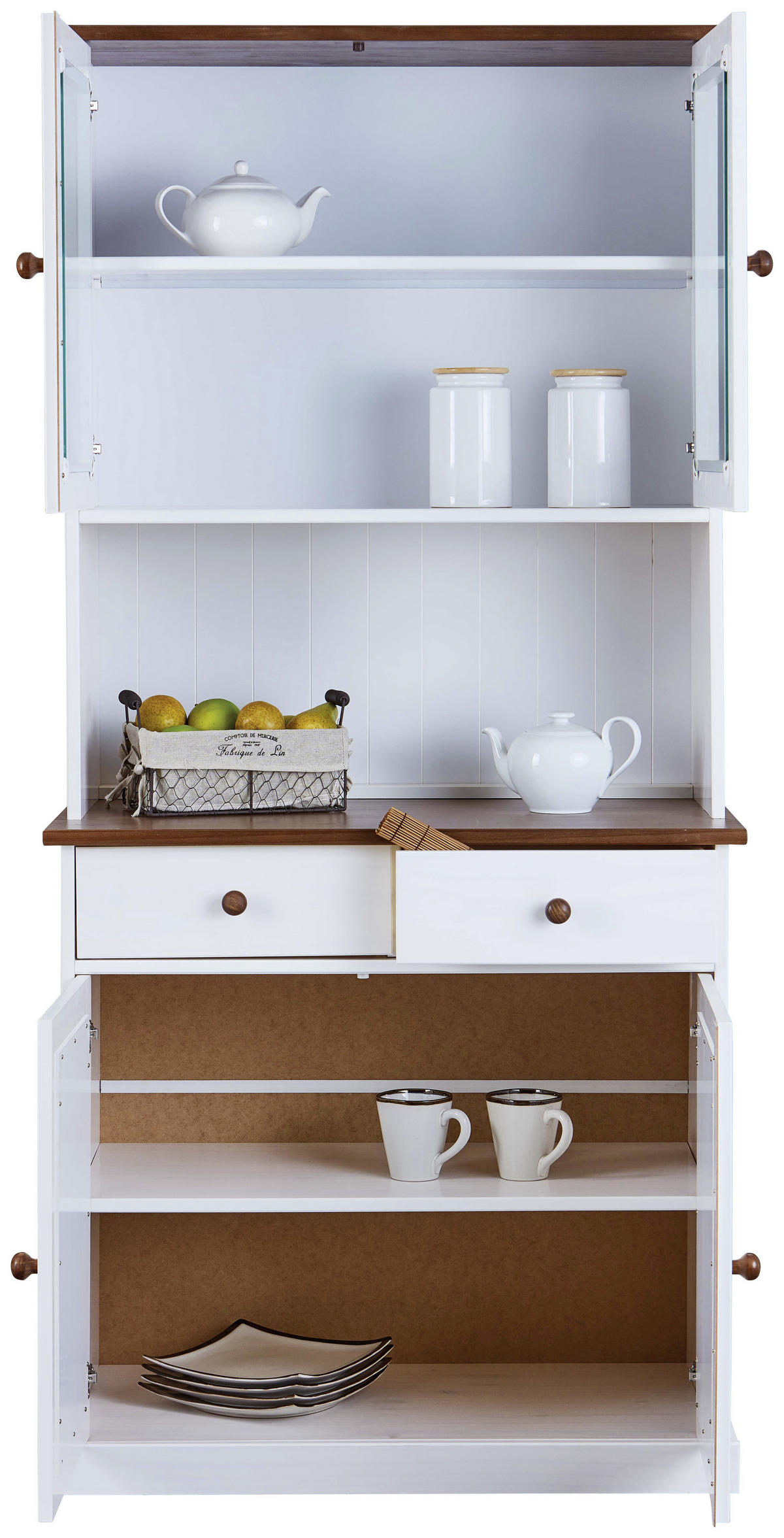 BUFFET 90/191/45 cm  in Weiß  - Braun/Weiß, LIFESTYLE, Holz (90/191/45cm) - MID.YOU