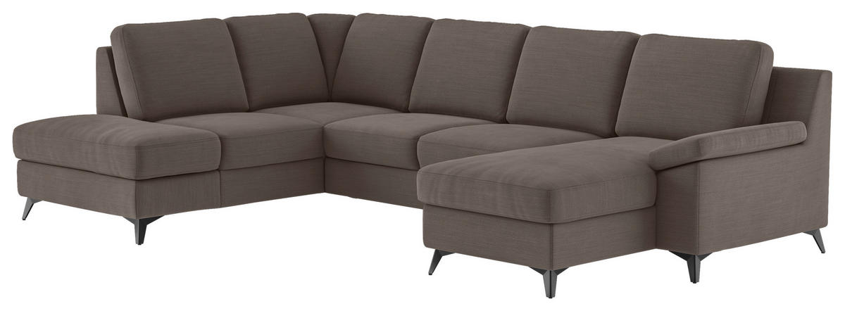 WOHNLANDSCHAFT in Flachgewebe Taupe  - Taupe/Schwarz, Konventionell, Textil/Metall (204/309/156cm) - Cotta