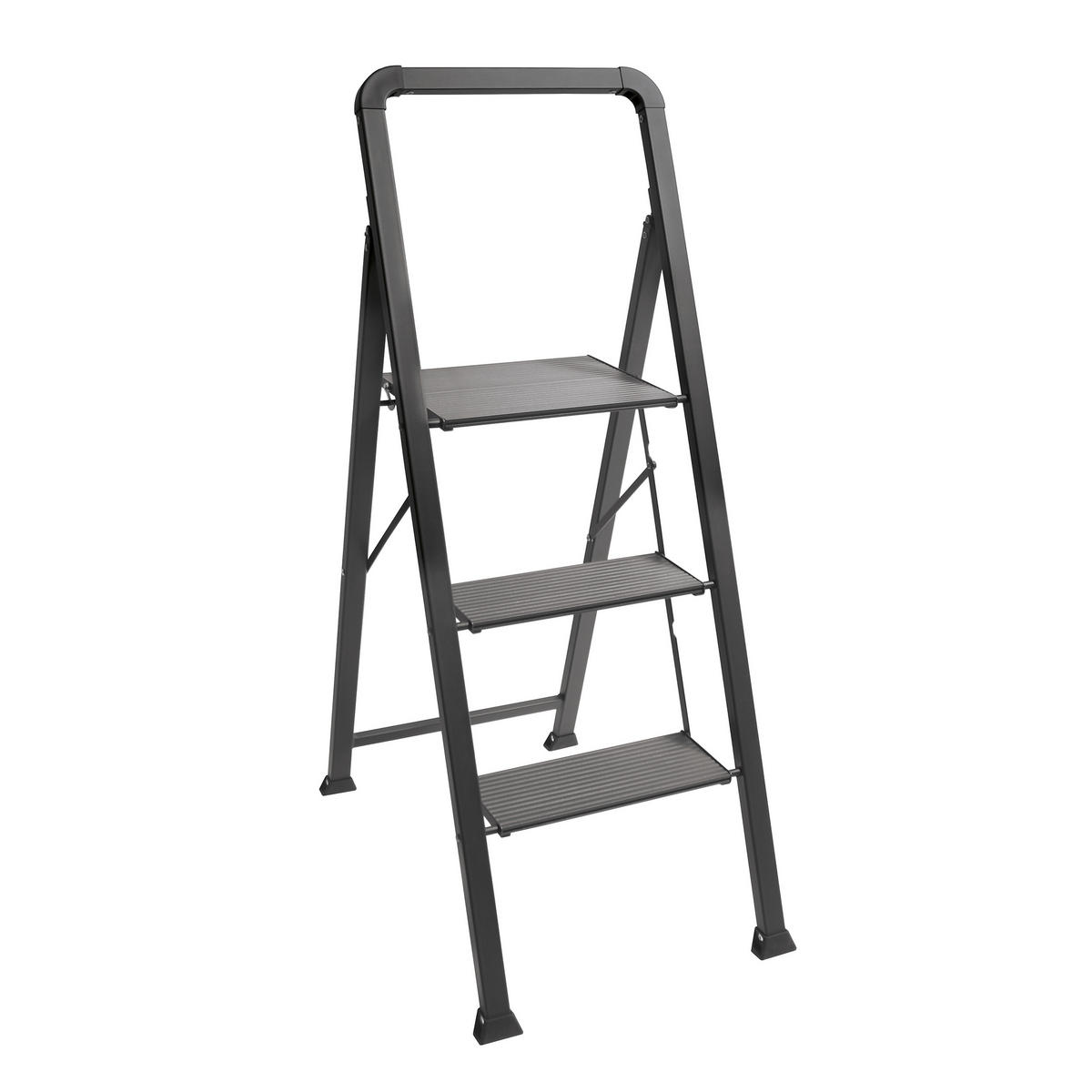 KLAPPTRITTLEITER - Schwarz, Basics, Metall (62/108/42.5cm) - Spirella