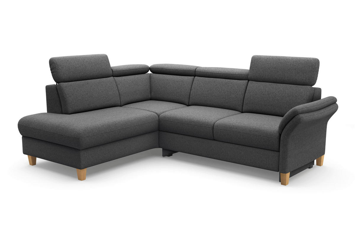 ECKSOFA GLENDALE E Dunkelgrau Flachgewebe  - Eichefarben/Dunkelgrau, KONVENTIONELL, Holz/Textil (193/247cm) - Sit & More