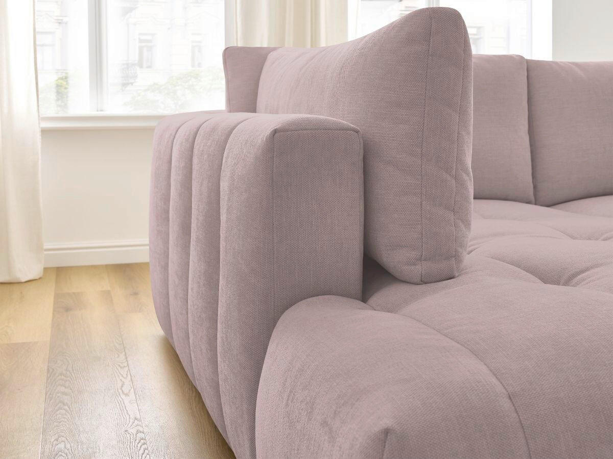 ECKSCHLAFSOFA FUJI Leinenoptik Rosa  inkl.  - Schwarz/Rosa, MODERN, Kunststoff/Textil (204/282cm)