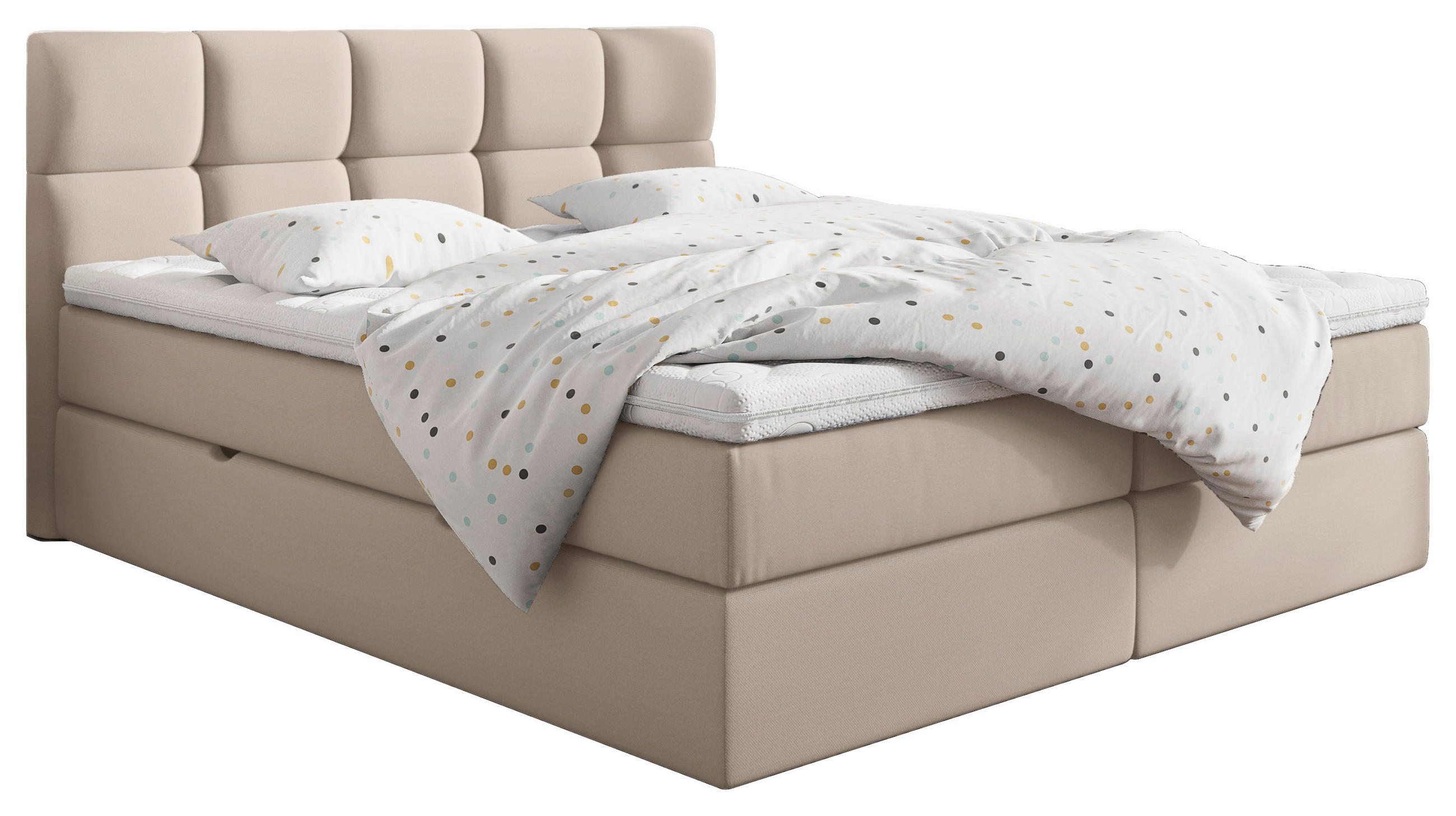 BOXSPRINGBETT 160/200 cm in Creme - Creme/Schwarz, Lifestyle, Holz/Holzwerkstoff (160/200cm) - Livetastic