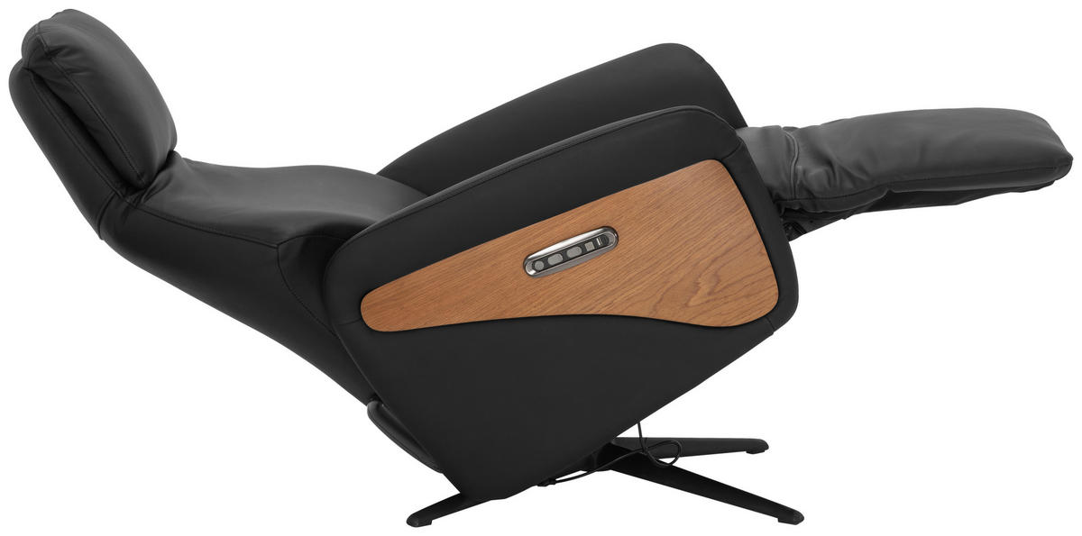 MASSAGESESSEL Echtleder Lederlook Schwarz    - Schwarz/Braun, KONVENTIONELL, Leder/Holzwerkstoff (75/112/85cm) - Livetastic