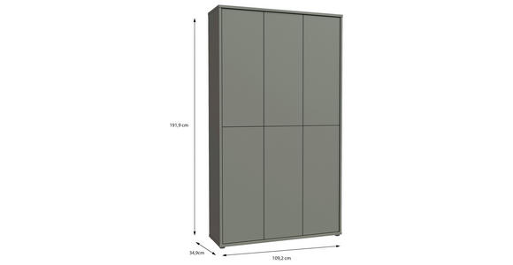 SCHUHSCHRANK  in 109,2/191,9/34,9 cm  - Salbeigrün/Grau, Basics, Holzwerkstoff/Kunststoff (109,2/191,9/34,9cm) - Xora