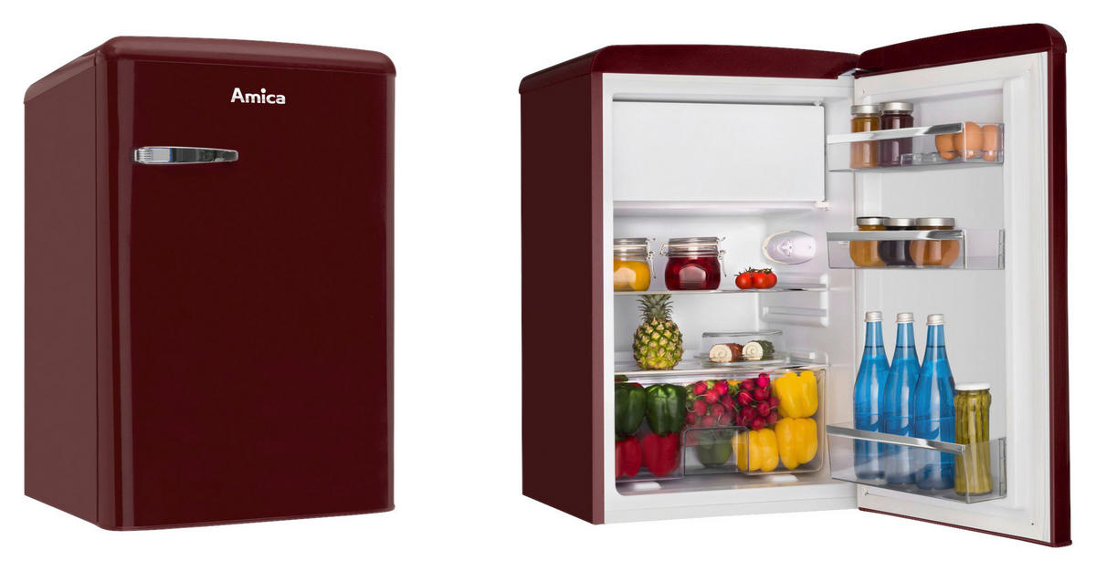 KÜHLSCHRANK 55/86/61,5 cm KS 15611 R  - Weinrot, Basics, Glas/Metall (55/86/61,5cm) - Amica