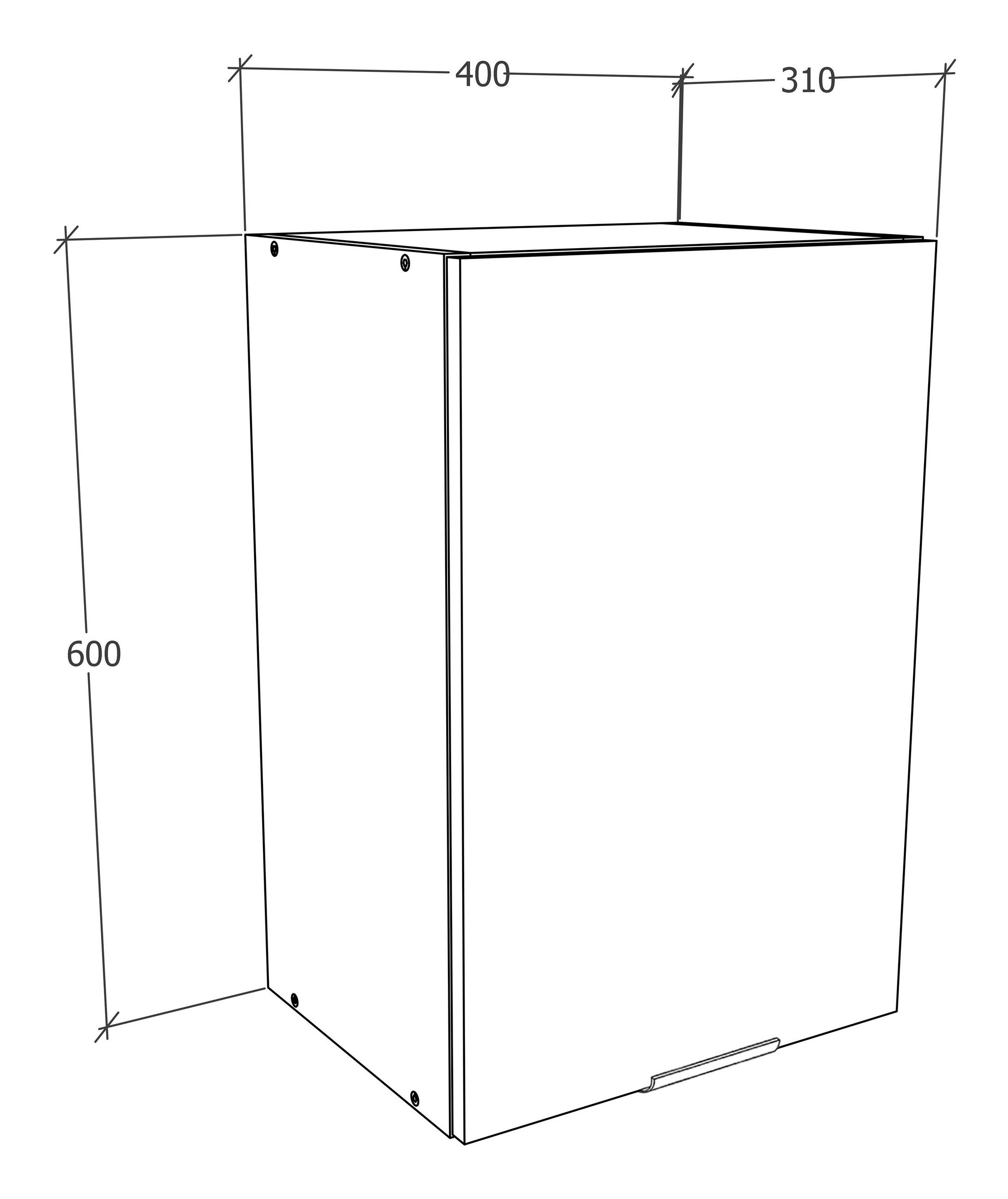 KÜCHENOBERSCHRANK 40/60/31 cm in Weiss - Weiss/Schwarz, Trend, Holzwerkstoff/Kunststoff (40/60/31cm) - MID.YOU