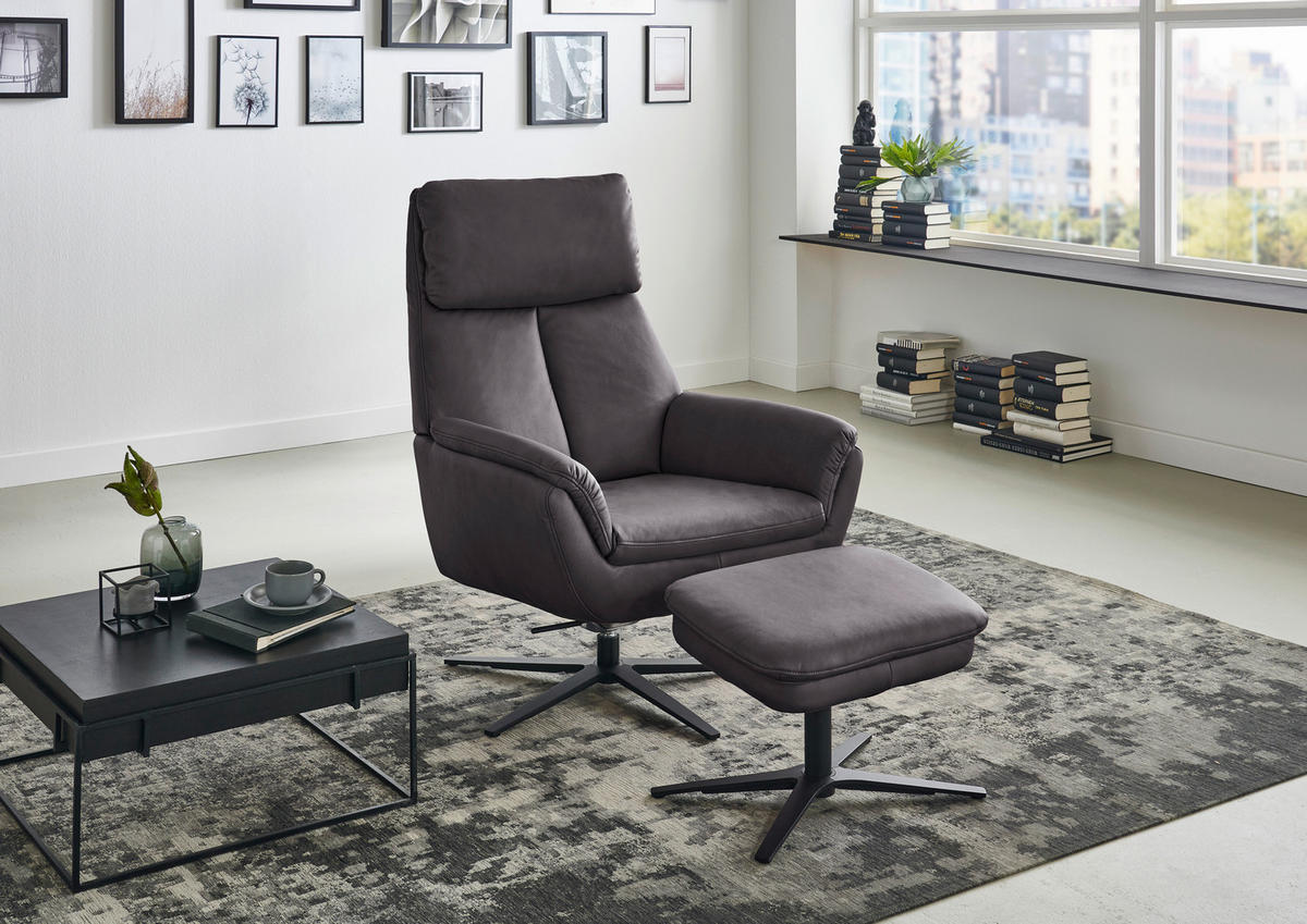 RELAXSESSEL Textil Dunkelgrau  - Dunkelgrau/Schwarz, Design, Textil/Metall (79/108/89cm) - Beldomo System