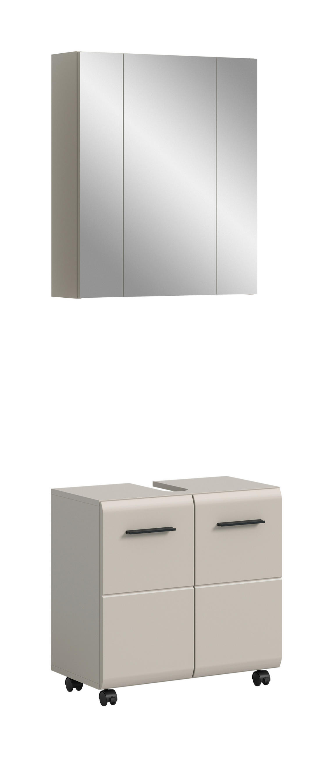 BADEZIMMER 2-teilig  in 60 cm  - Kaschmir/Schwarz, Trend, Glas/Holzwerkstoff (60cm) - MID.YOU