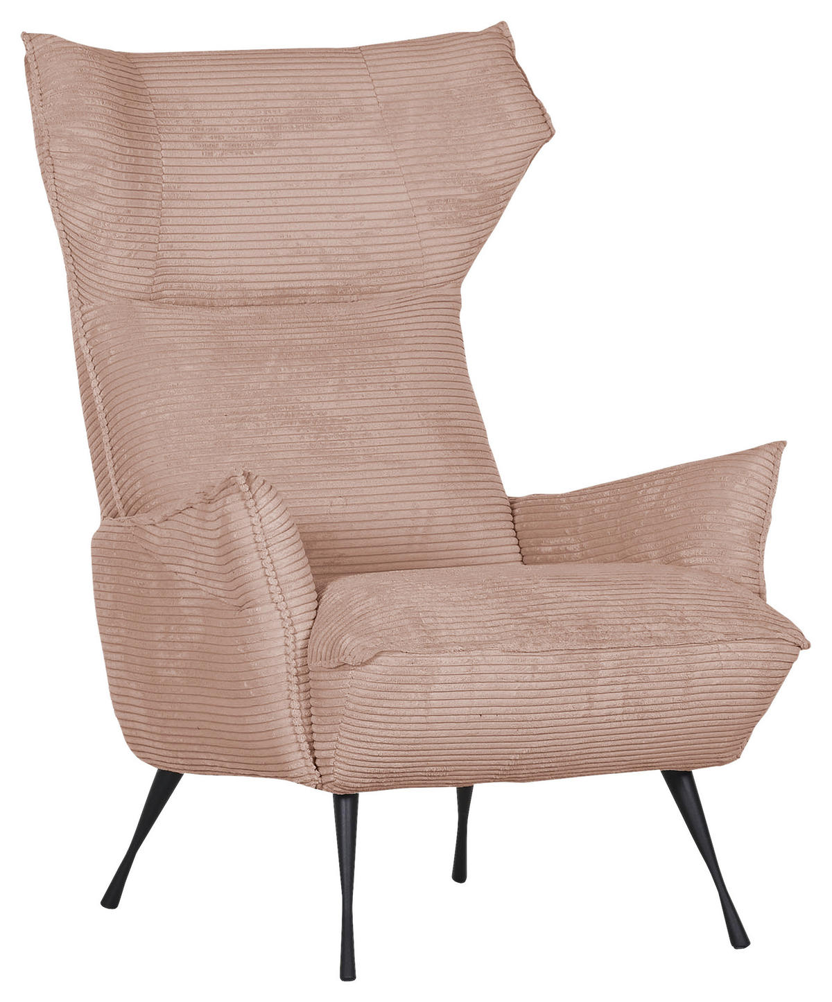 ÖRONLAPPSFÅTÖLJ i manchester rosa  - svart/rosa, Klassisk, metall/textil (83/110/92cm) - MID.YOU
