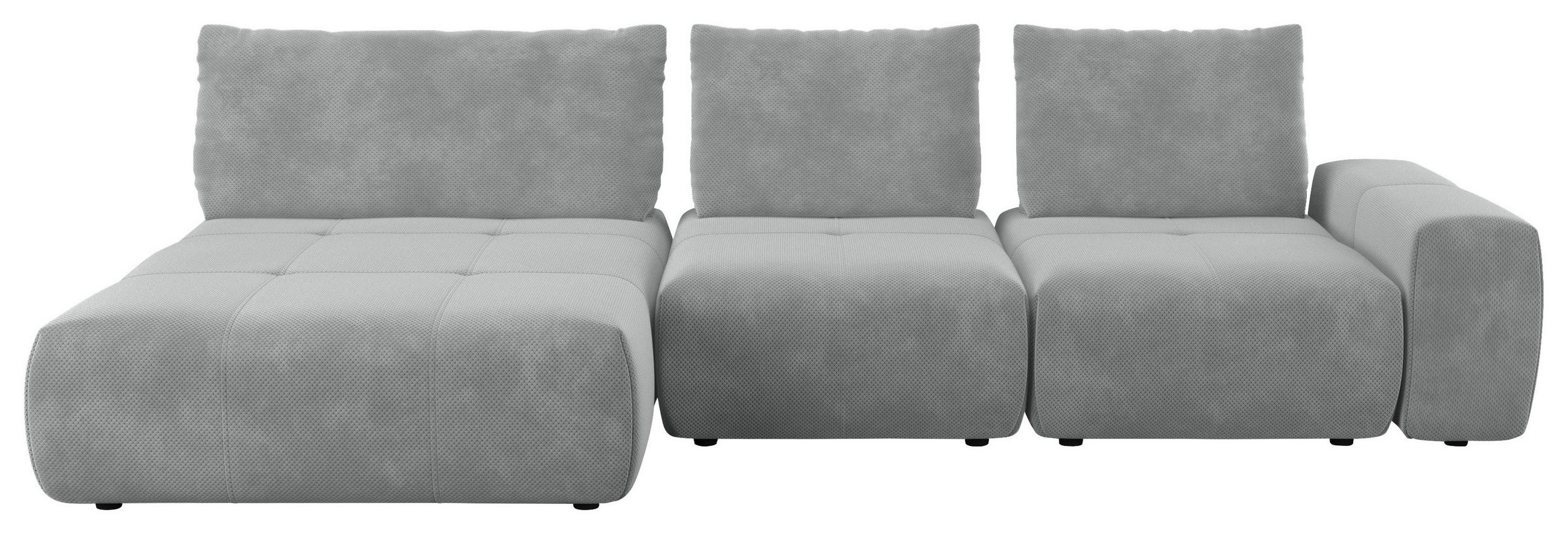 ECKSOFA in Velours Grau  - Schwarz/Grau, Design, Kunststoff/Textil (174/347cm) - Xora