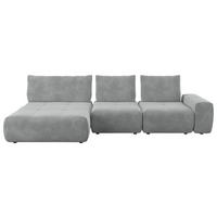 ECKSOFA in Velours Grau  - Schwarz/Grau, Design, Kunststoff/Textil (174/347cm) - Xora