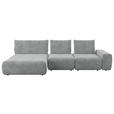 ECKSOFA in Velours Grau  - Schwarz/Grau, Design, Kunststoff/Textil (174/342cm) - Xora