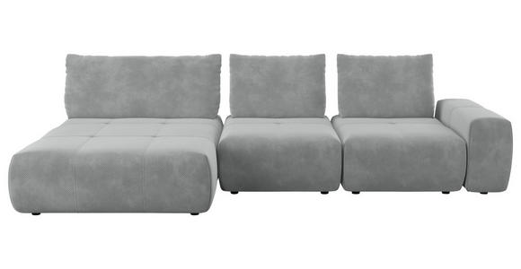 ECKSOFA in Velours Grau  - Schwarz/Grau, Design, Kunststoff/Textil (174/342cm) - Xora