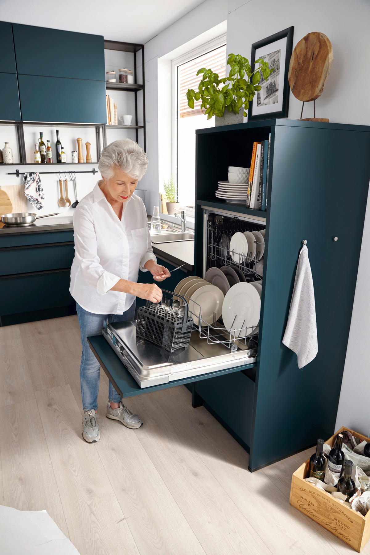 EINBAUKÜCHE SILVIA  - Dunkelblau, Design, Holzwerkstoff - Novel