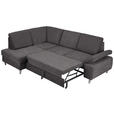 ECKSOFA in Flachgewebe Graubraun  186/255 cm  - Graubraun/Silberfarben, KONVENTIONELL, Holz/Textil (186/255cm) - Cantus