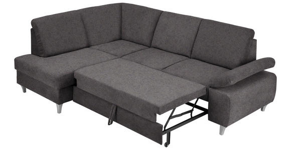 ECKSOFA in Flachgewebe Graubraun 186/255 cm - Graubraun/Silberfarben, KONVENTIONELL, Holz/Textil (186/255cm) - Cantus