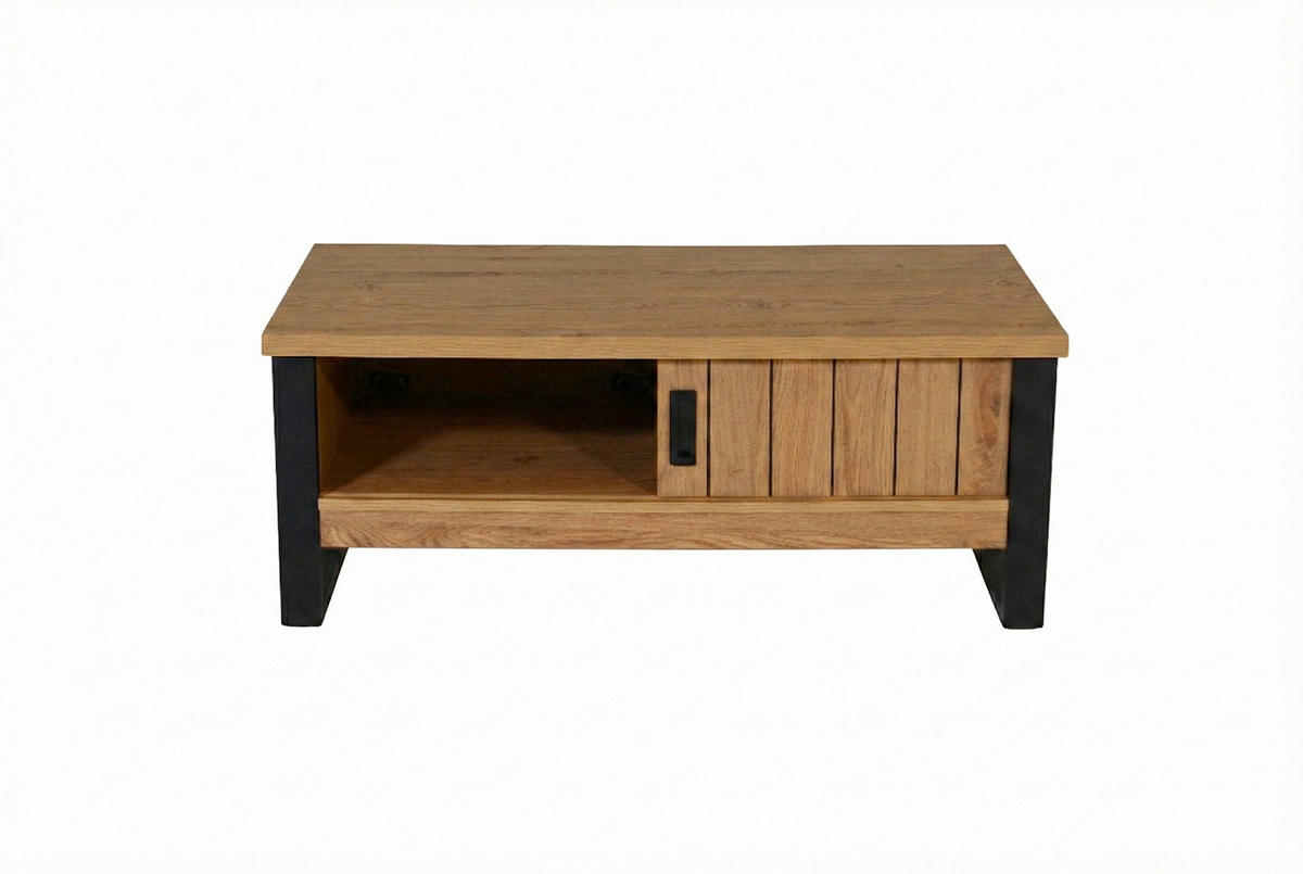 COUCHTISCH Schwarz, Eichefarben  - Eichefarben/Schwarz, KONVENTIONELL, Holzwerkstoff/Metall (108,5/54,8/43cm) - MID.YOU