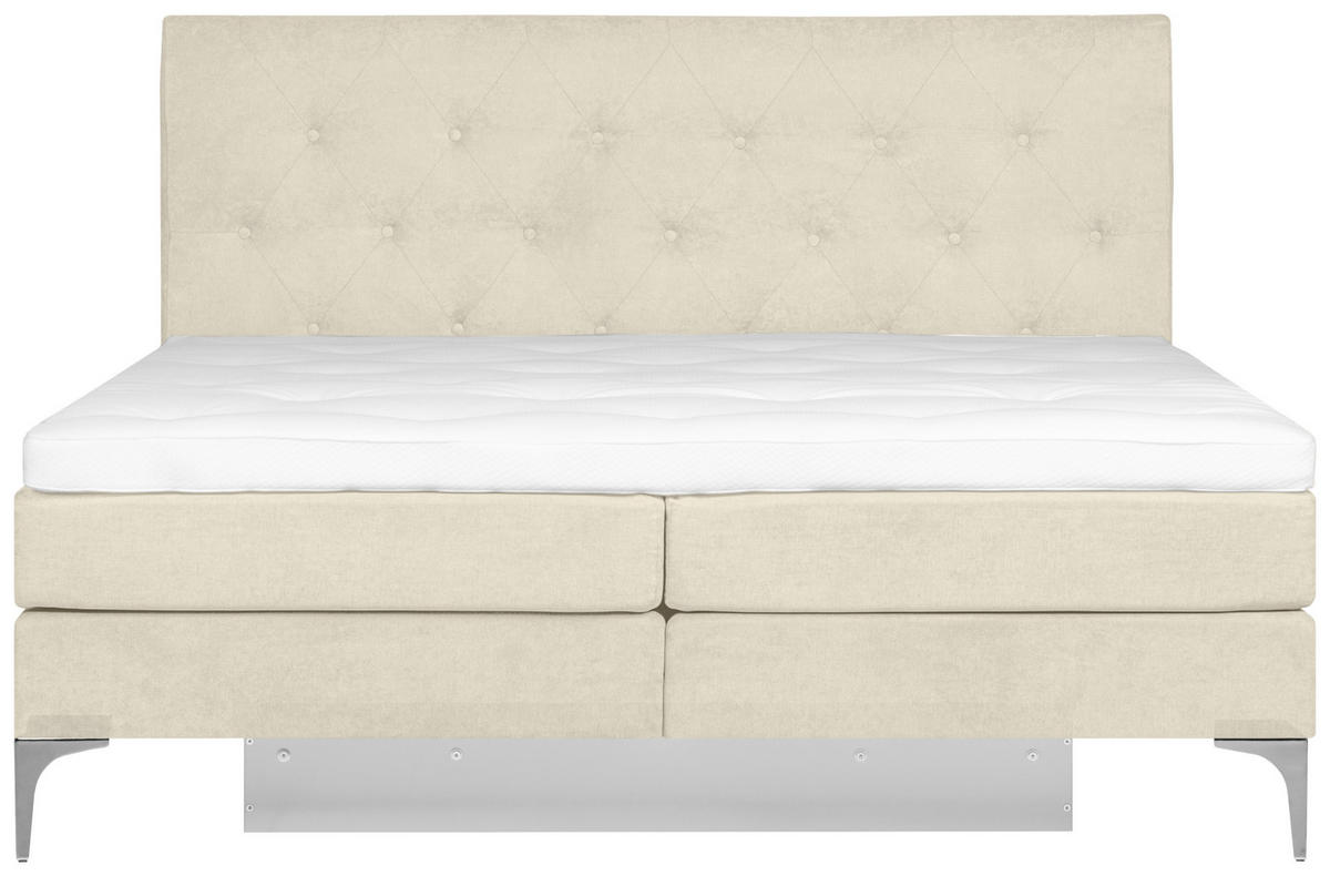 BOXSPRINGBETT 160/200 cm  in Beige  - Chromfarben/Beige, Design, Textil/Metall (160/200cm) - Welnova