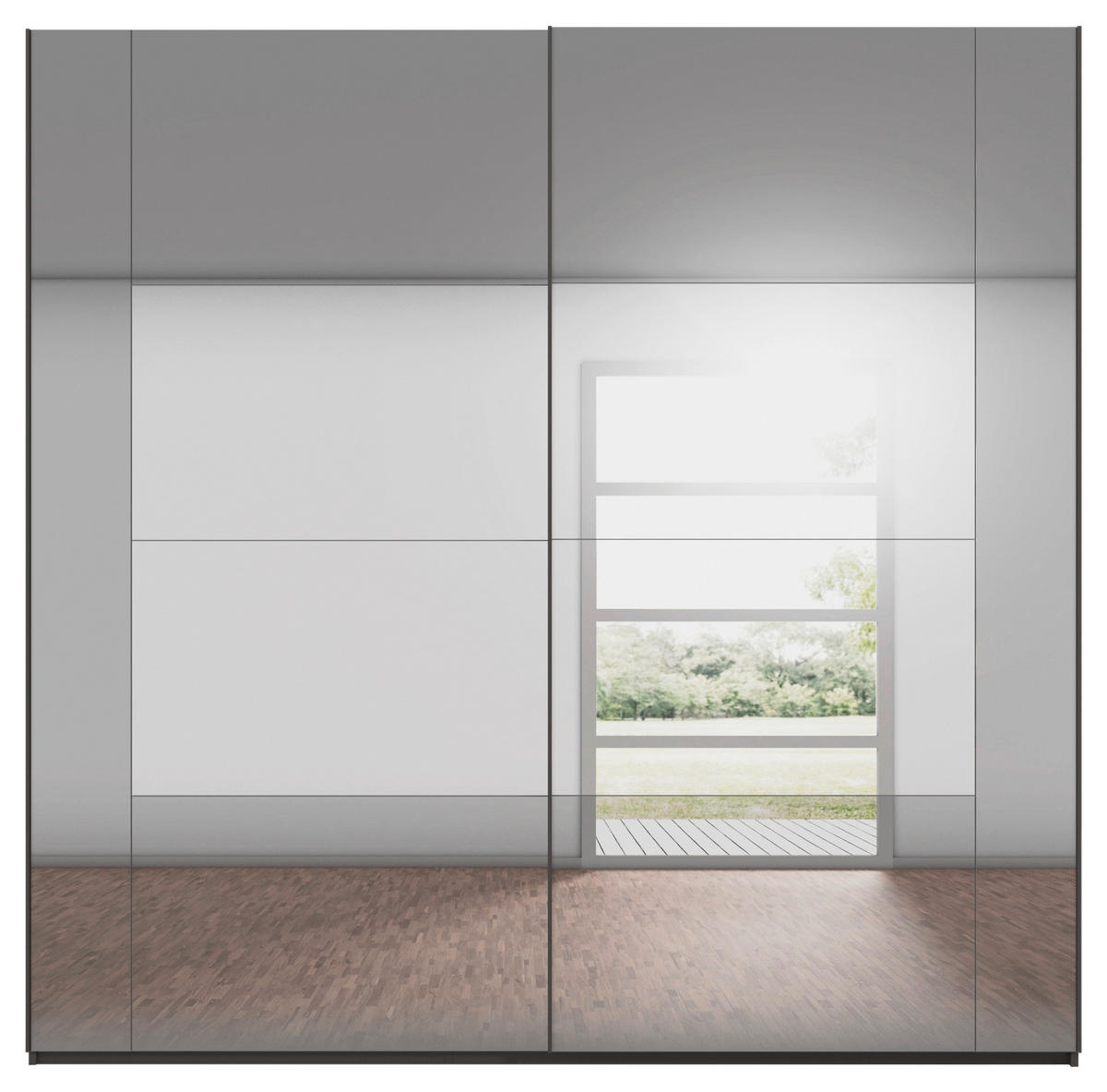 SCHWEBETÜRENSCHRANK in Graphitfarben  - Graphitfarben, Design, Glas/Holzwerkstoff (226/223/68cm) - Xora