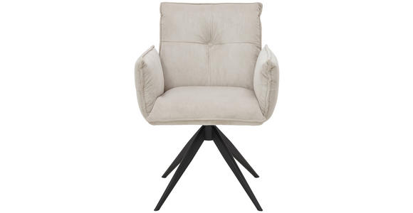 ARMLEHNSTUHL in Eisen Cord - Beige/Schwarz, Design, Textil/Metall (63,5/85/63,5cm) - Novel