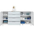 SIDEBOARD in 225/101/40,5 cm - Chromfarben/Weiß Hochglanz, Basics, Glas/Holzwerkstoff (225/101/40,5cm) - Voleo