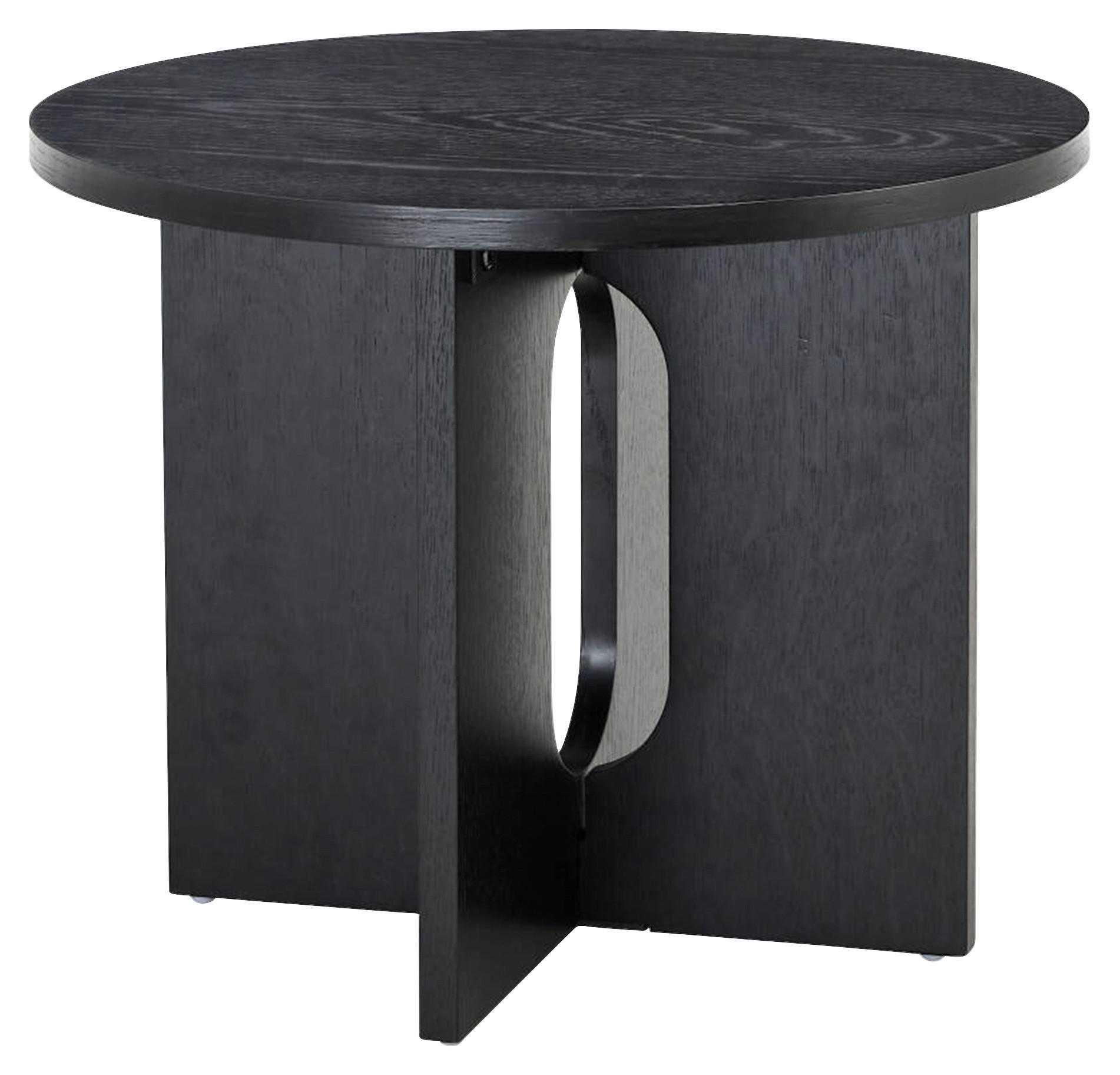 BEISTELLTISCH 50/50/40 cm Eiche furniert Schwarz rund  - Schwarz, MODERN, Holz/Holzwerkstoff (50/50/40cm) - home24