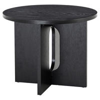 BEISTELLTISCH 50/50/40 cm Eiche furniert Schwarz rund  - Schwarz, MODERN, Holz/Holzwerkstoff (50/50/40cm) - home24