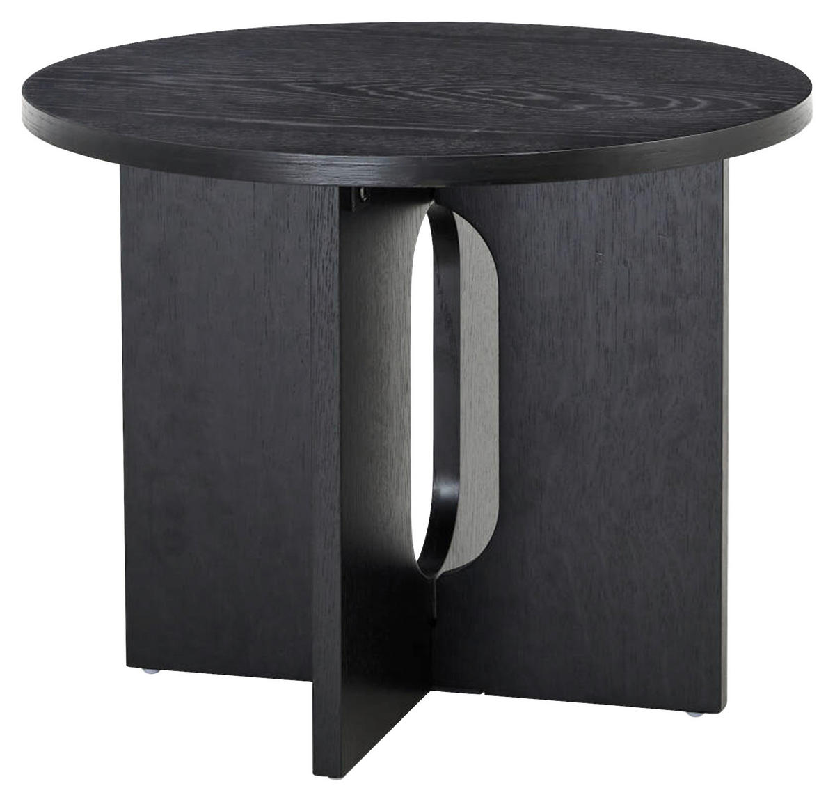 BEISTELLTISCH 50/50/40 cm Eiche furniert Schwarz rund  - Schwarz, MODERN, Holz/Holzwerkstoff (50/50/40cm) - home24