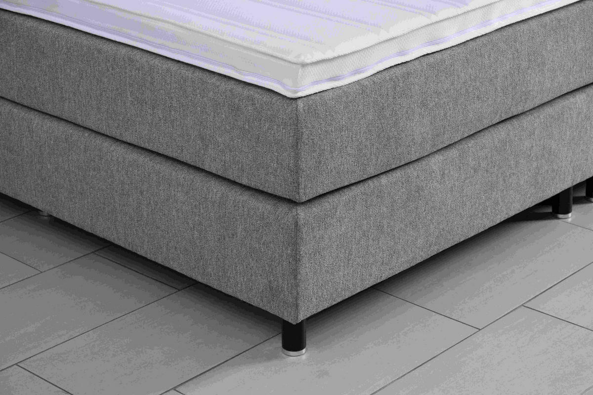 BOXSPRINGBETT 220/200 cm  in Graubraun  - Graubraun/Schwarz, Lifestyle, Holz/Textil (220/200cm) - home24