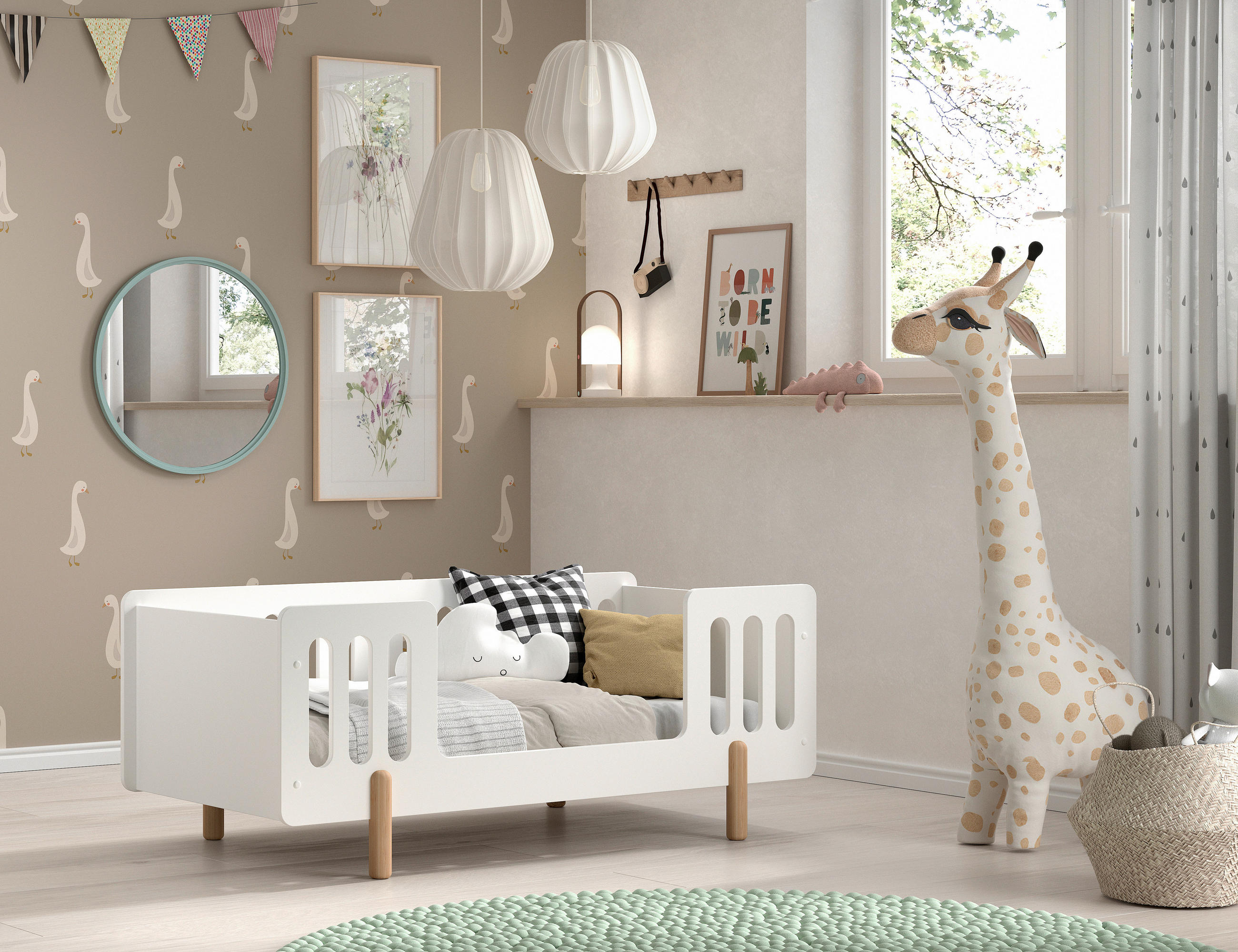 KINDER-/JUNIORBETT - Naturfarben/Weiß, MODERN, Holz/Holzwerkstoff (70/140cm) - MID.YOU