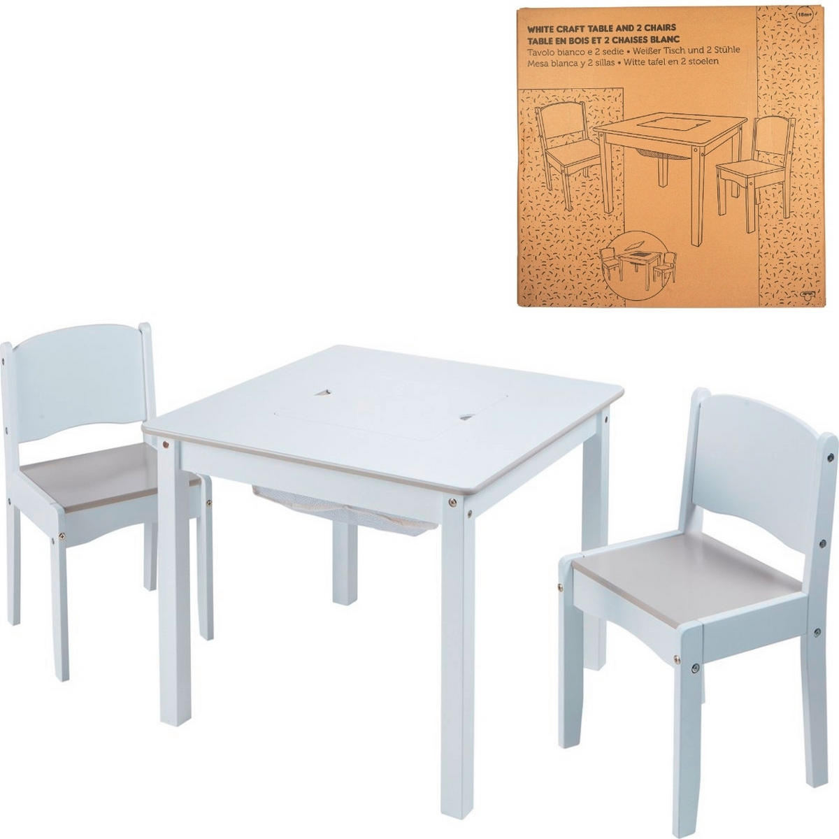 DJEČJA SJEDEĆA GARNITURA  LANA  - bijela/svijetlo siva, Basics, prirodni materijali (60/60/44cm)