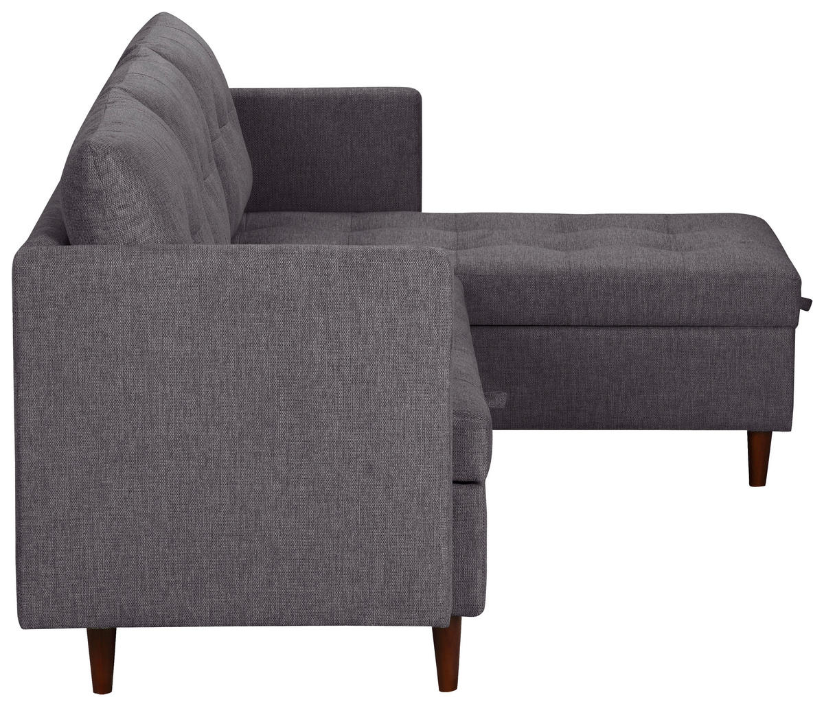 ECKSOFA SOLIN Anthrazit Webstoff Rückenkissen, Bettkasten  - Anthrazit/Braun, Design, Holz/Textil (188/79/123cm) - P & B
