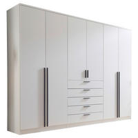 KLEIDERSCHRANK 270/210/52 cm 6-türig Weiß  - Schwarz/Weiß, KONVENTIONELL, Holzwerkstoff/Kunststoff (270/210/52cm) - Boxxx