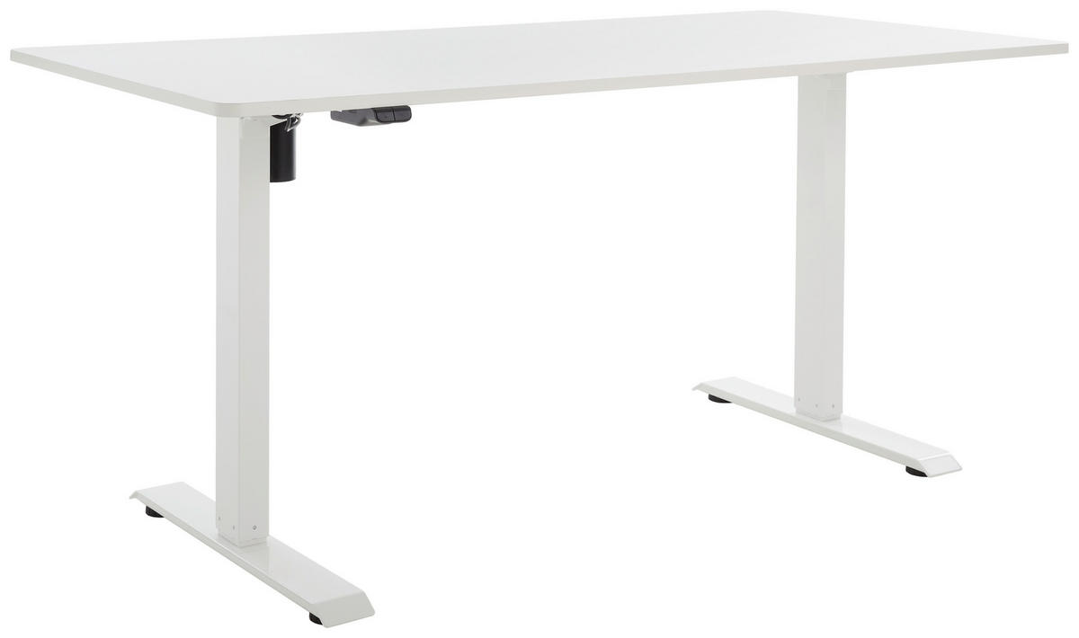 SCHREIBTISCH 160/80/73-123 cm  in Weiß  - Weiß, MODERN, Holzwerkstoff/Metall (160/80/73-123cm) - Livetastic