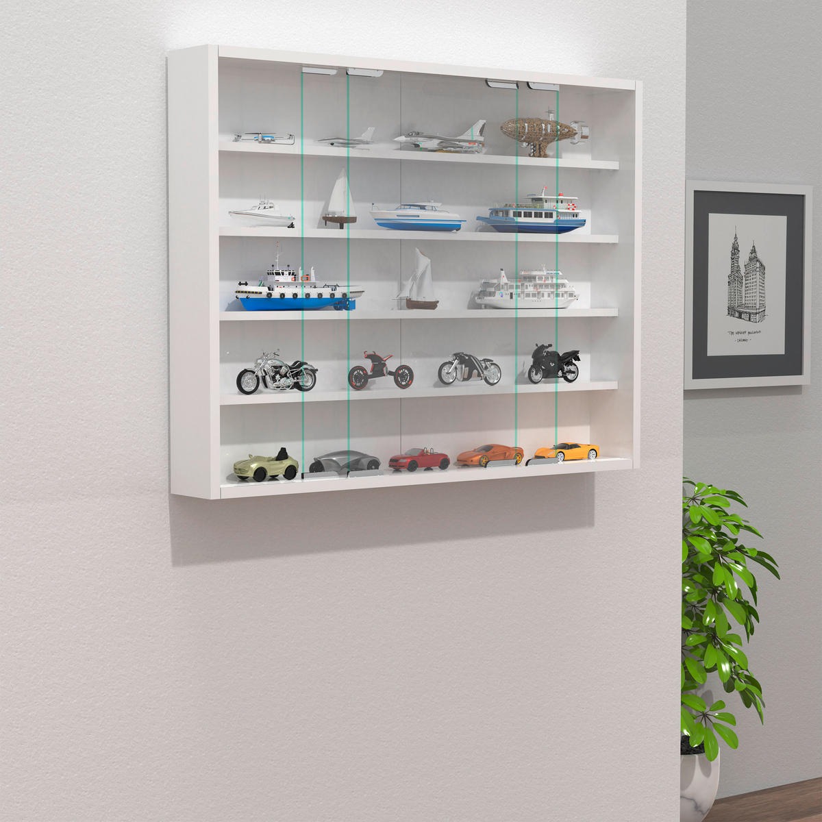 HÄNGEVITRINE in Weiss  - Weiss/Silberfarben, Modern, Glas/Holzwerkstoff (77/60/10cm) - MID.YOU