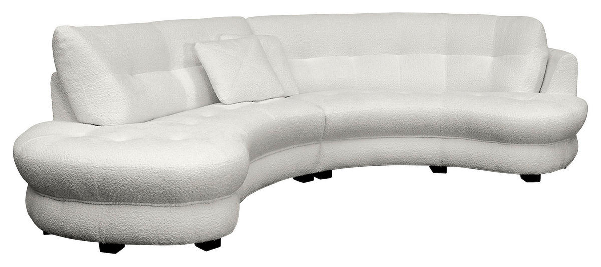 ECKSOFA in Bouclé Hellgrau  - Weiss/Hellgrau, Design, Kunststoff/Textil (113/300cm) - Livetastic
