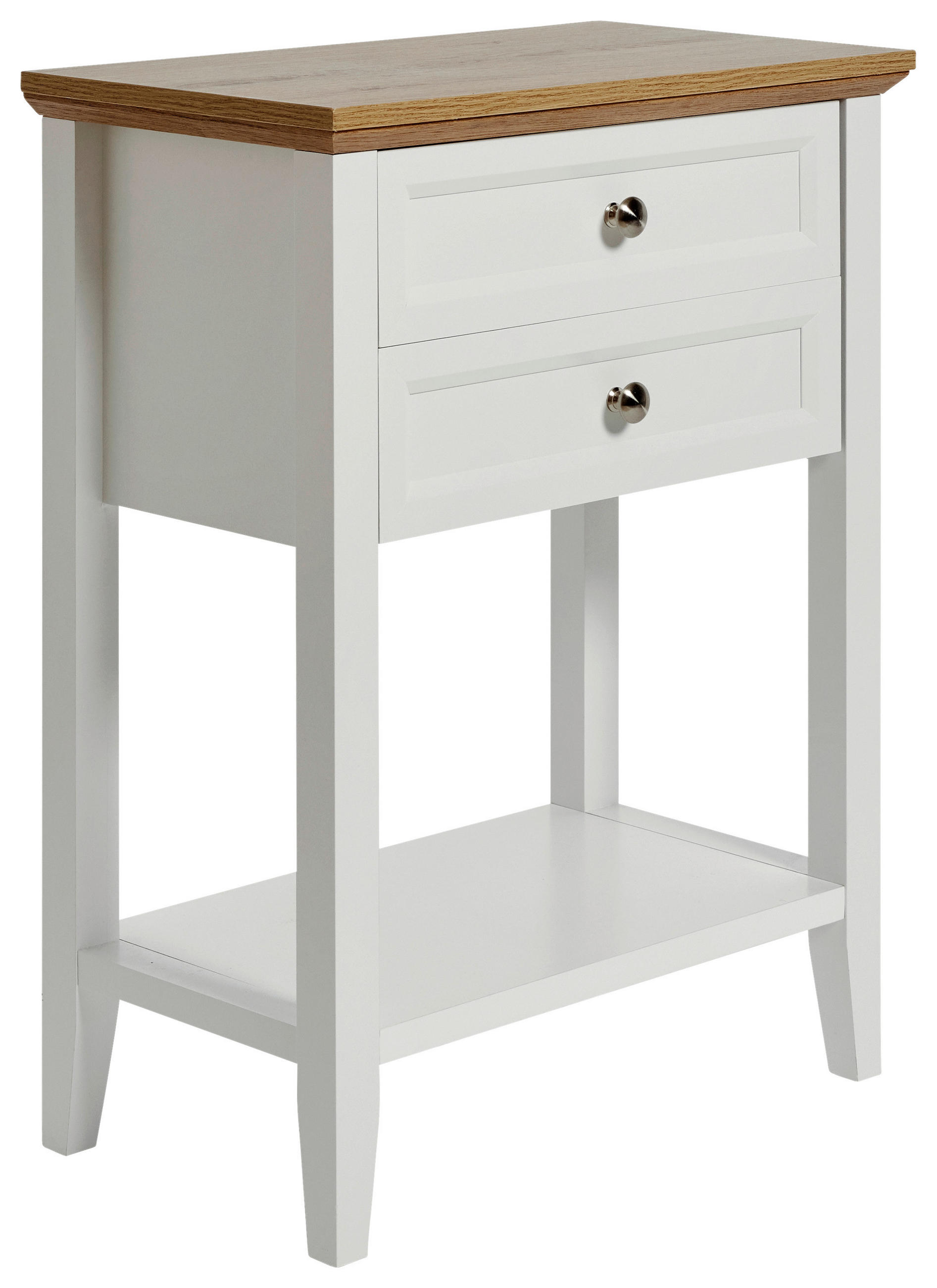 KONSOLENTISCH Weiß, Eichefarben  - Eichefarben/Alufarben, LIFESTYLE, Holzwerkstoff/Metall (60/34/75,5cm)