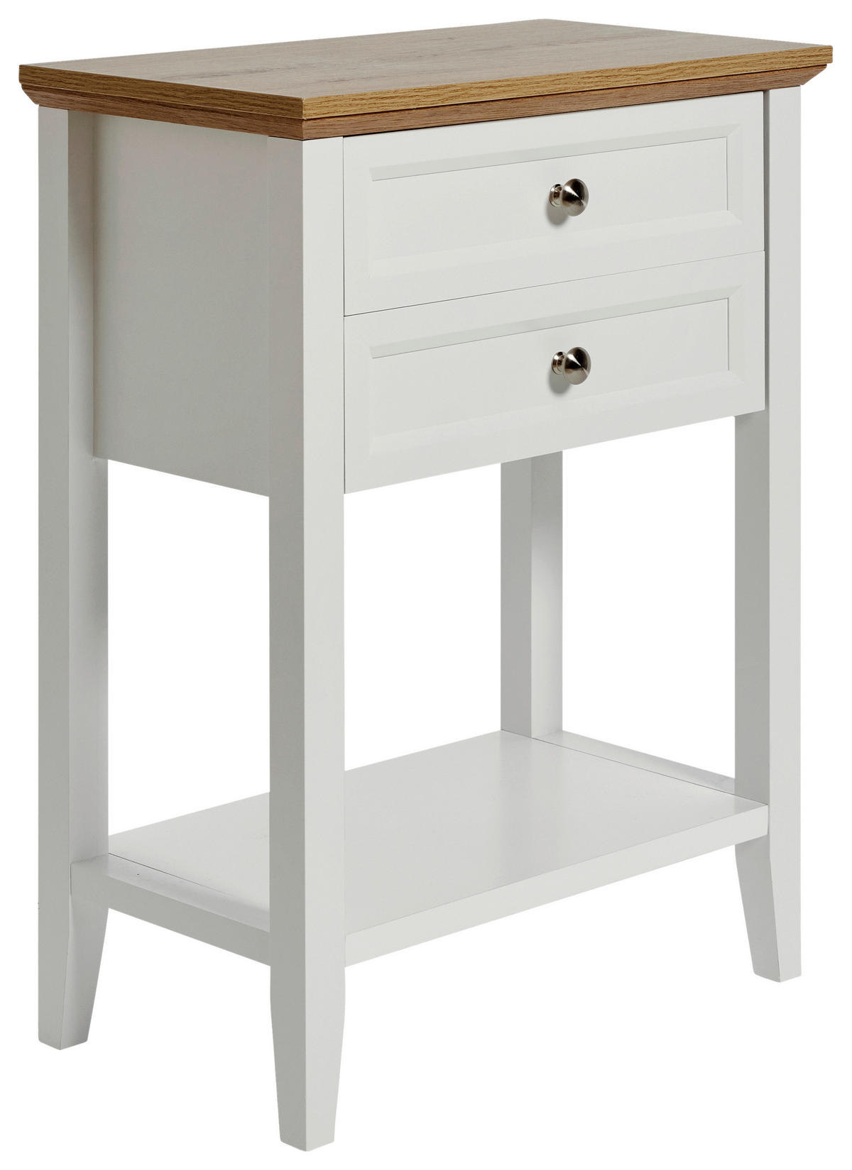 KONSOLENTISCH Weiß, Eichefarben  - Eichefarben/Alufarben, LIFESTYLE, Holzwerkstoff/Metall (60/34/75,5cm)