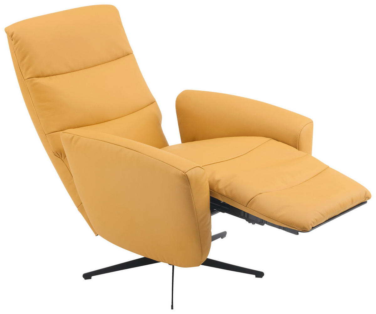 RELAKS FOTELJA tekstil, koža  žuta   - žuta/crna, Design, koža/tekstil (76/112/80cm) - Livetastic