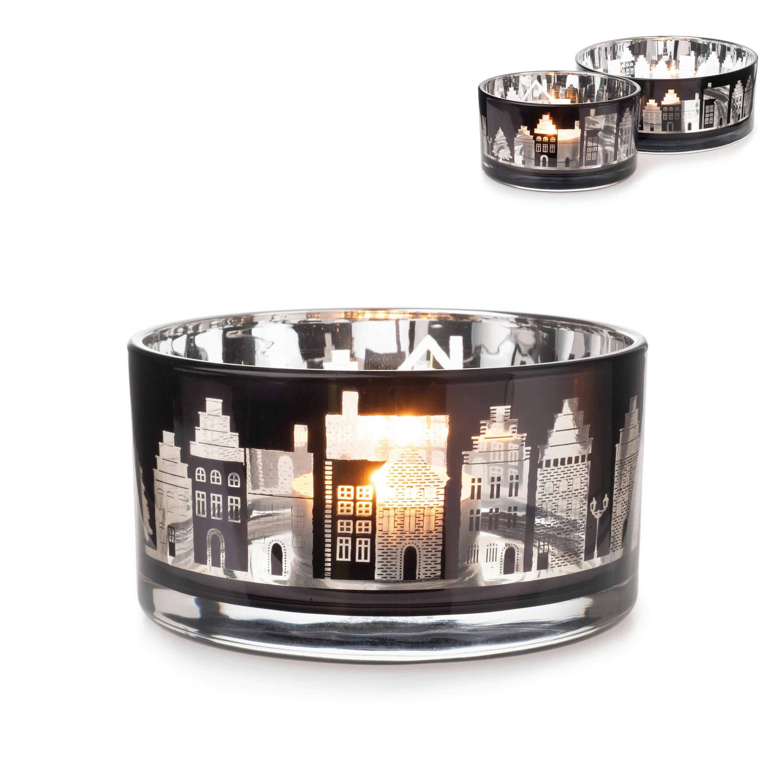 WINDLICHT - Silberfarben/Schwarz, LIFESTYLE, Glas (15/8cm)