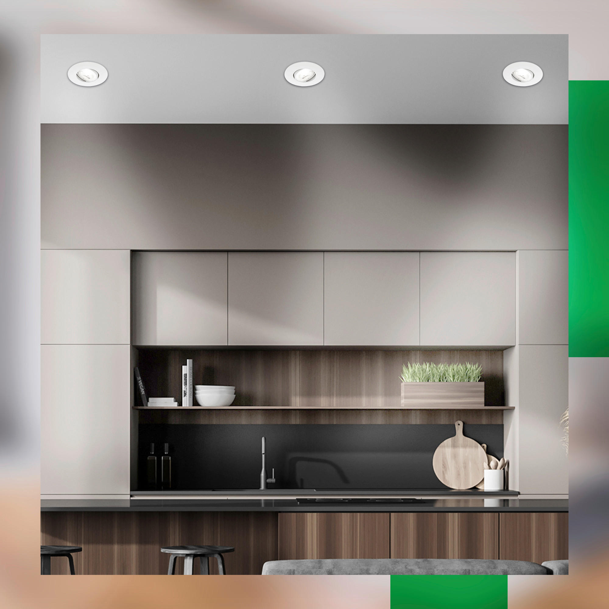 LED PLAFONSKI REFLEKTOR - bela, Osnovno, plastika (9/2,4cm)