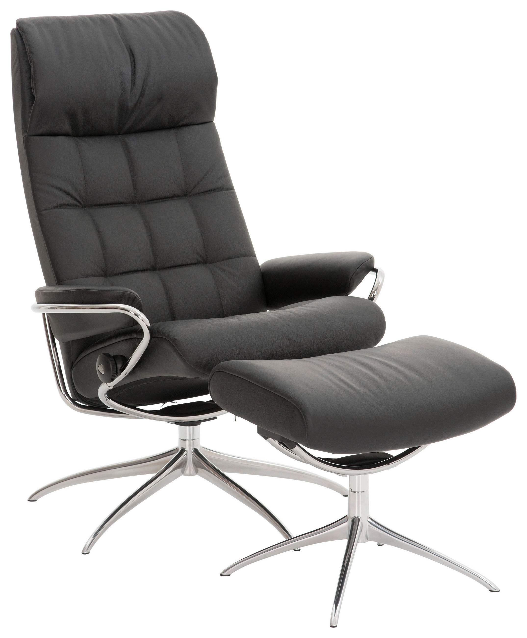 RELAXSESSELSET in Leder Schwarz  - Alufarben/Schwarz, Design, Leder/Metall (80/116/71cm) - Stressless